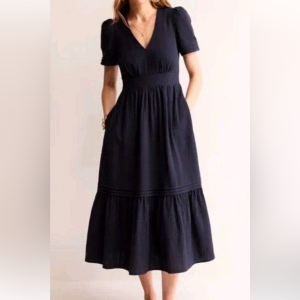 Boden Classic Navy V‑Neck Midi Dress 20-22R